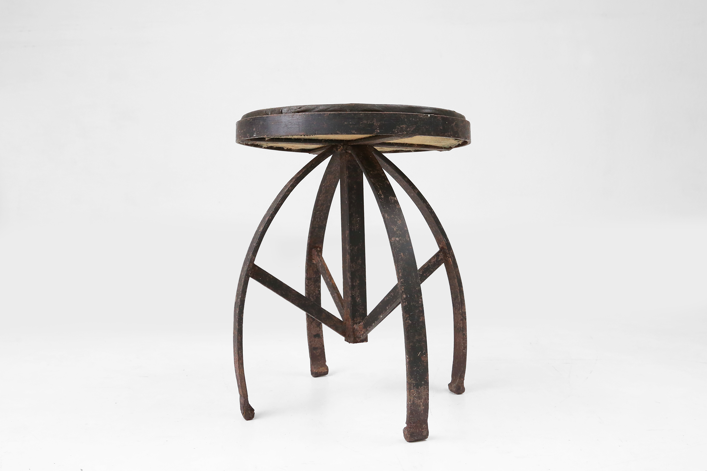 Industrial Black Metal Stools with Frame, France, 1920sthumbnail